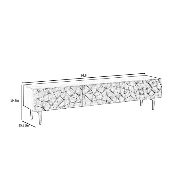 LORENZO Nordic Solid Wood TV Living Room Household 86.6'' Media